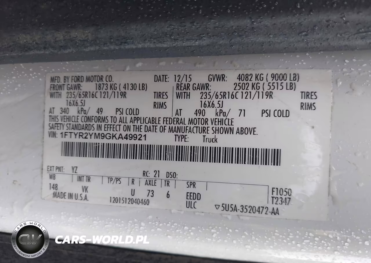 2016 Ford Transit-250 VIN:1FTYR2YM9GKA49921 - 9