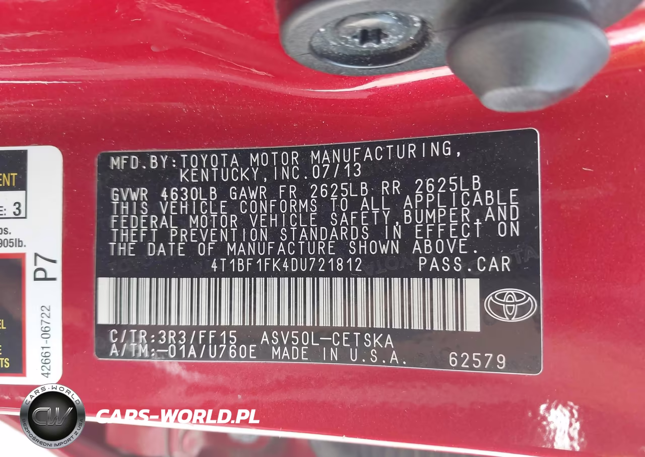 2013 Toyota Camry Se VIN:4T1BF1FK4DU721812 - 9