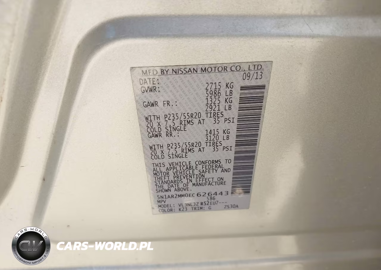 2014 Nissan Pathfinder Platinum VIN:5N1AR2MM0EC626443 - 9