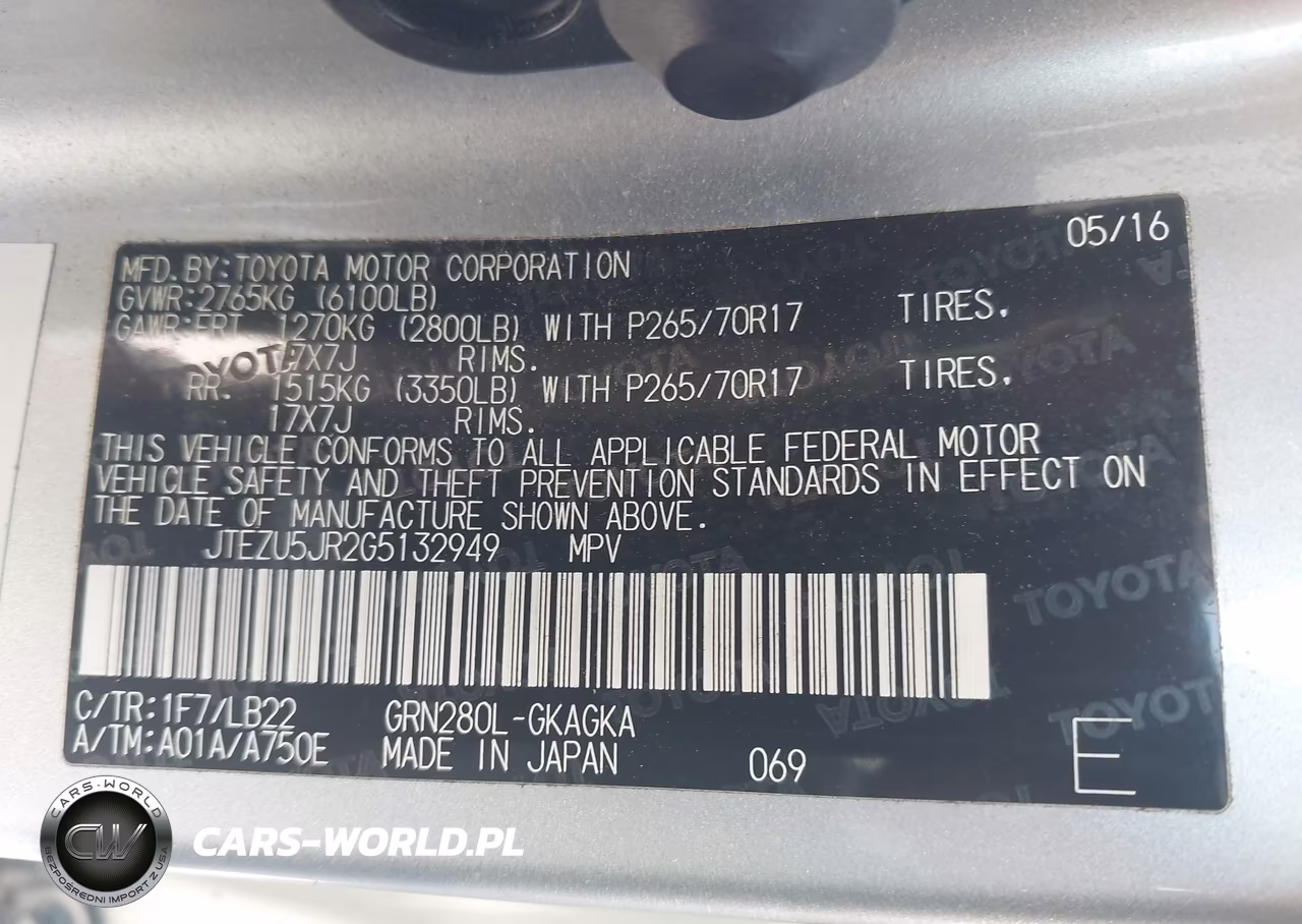 2016 Toyota 4Runner Sr5 Premium VIN:JTEZU5JR2G5132949 - 9