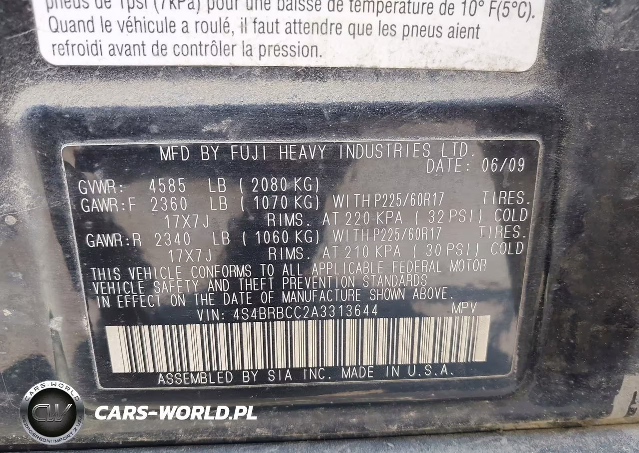 2010 Subaru Outback 2.5I Premium VIN:4S4BRBCC2A3313644 - 9