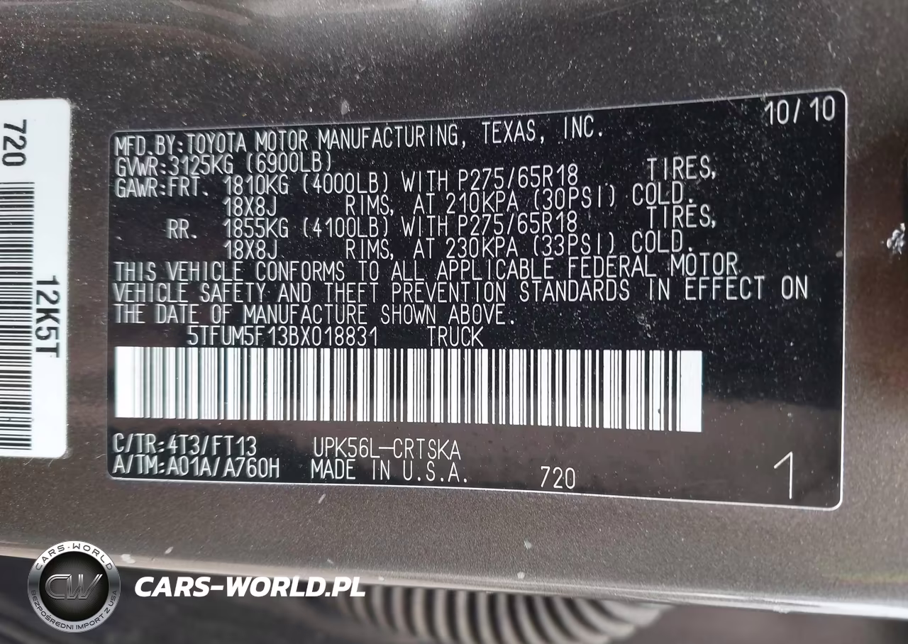 2011 Toyota Tundra Grade 4.6L V8 VIN:5TFUM5F13BX018831 - 9