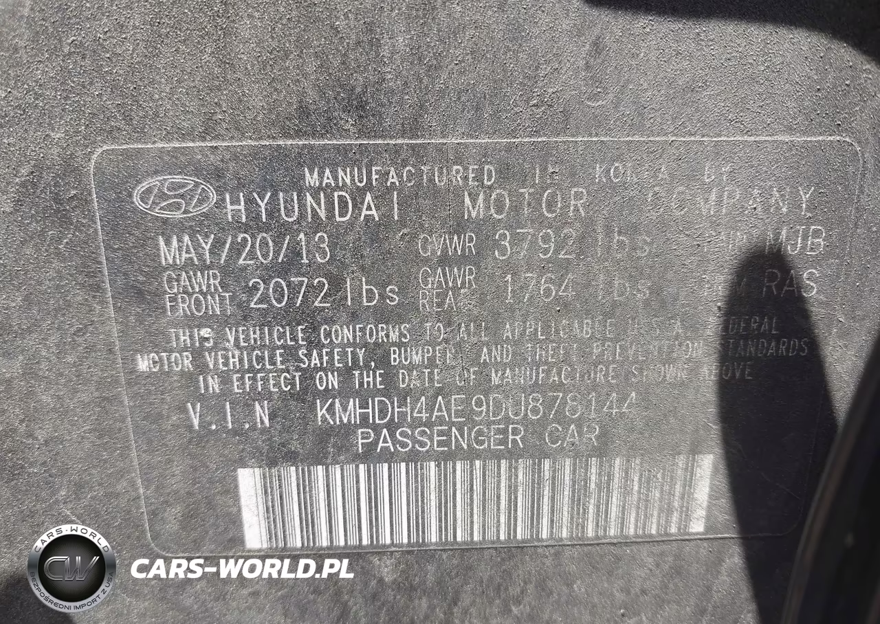 2013 Hyundai Elantra Gls VIN:KMHDH4AE9DU878144 - 9