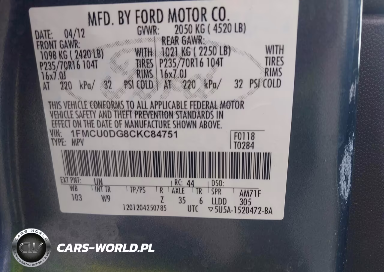 2012 Ford Escape Xlt VIN:1FMCU0DG8CKC84751 - 9