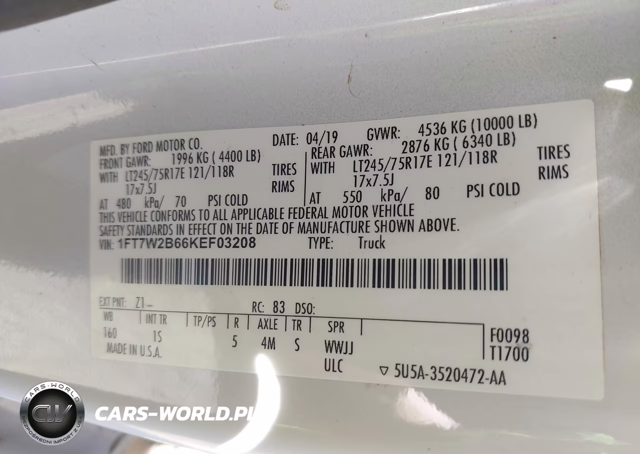 2019 Ford F-250 Xl VIN:1FT7W2B66KEF03208 - 9
