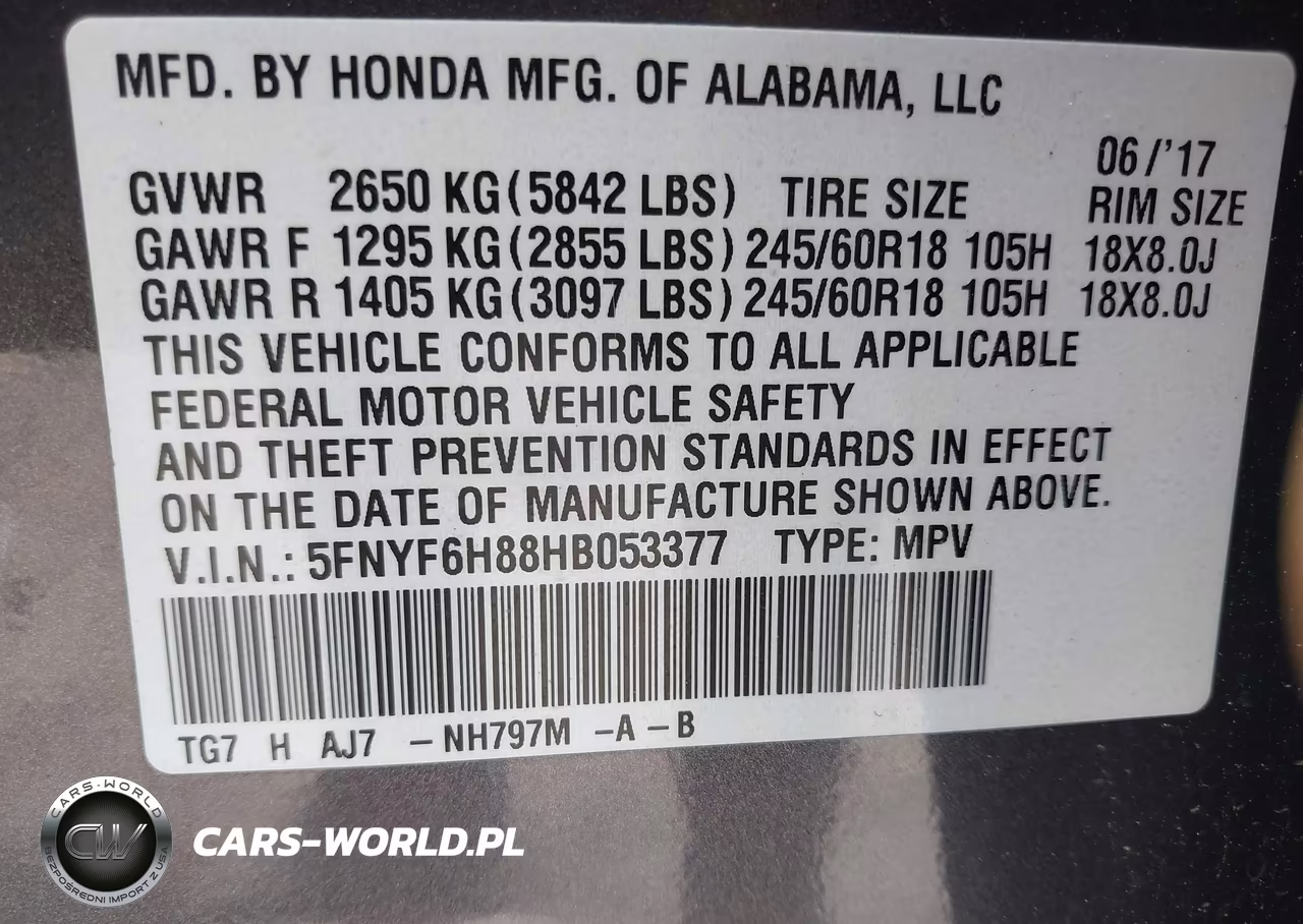 2017 Honda Pilot Ex-L VIN:5FNYF6H88HB053377 - 9