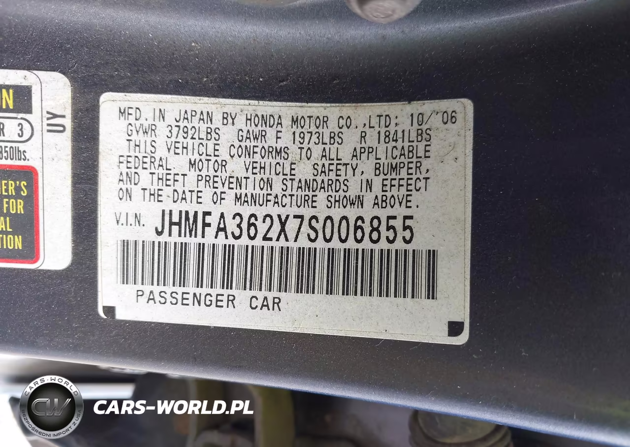 2007 Honda Civic Hybrid VIN:JHMFA362X7S006855 - 9