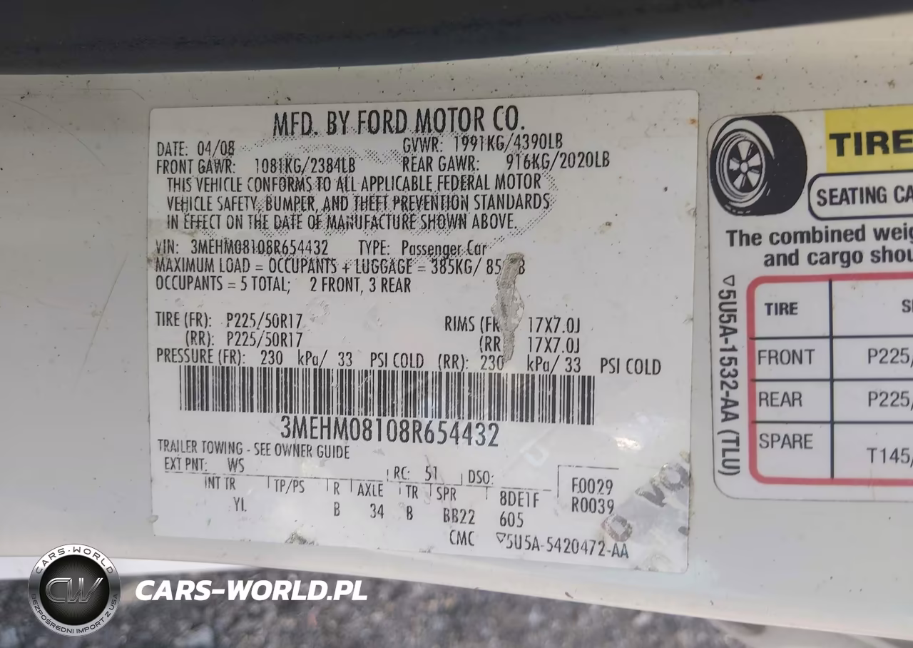 2008 Mercury Milan V6 Premier VIN:3MEHM08108R654432 - 9