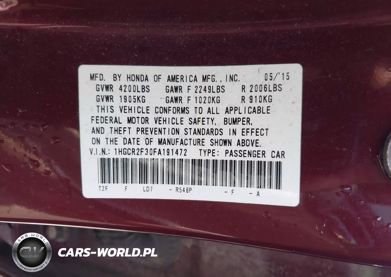 2015 Honda Accord Lx VIN:1HGCR2F30FA191472 - 9