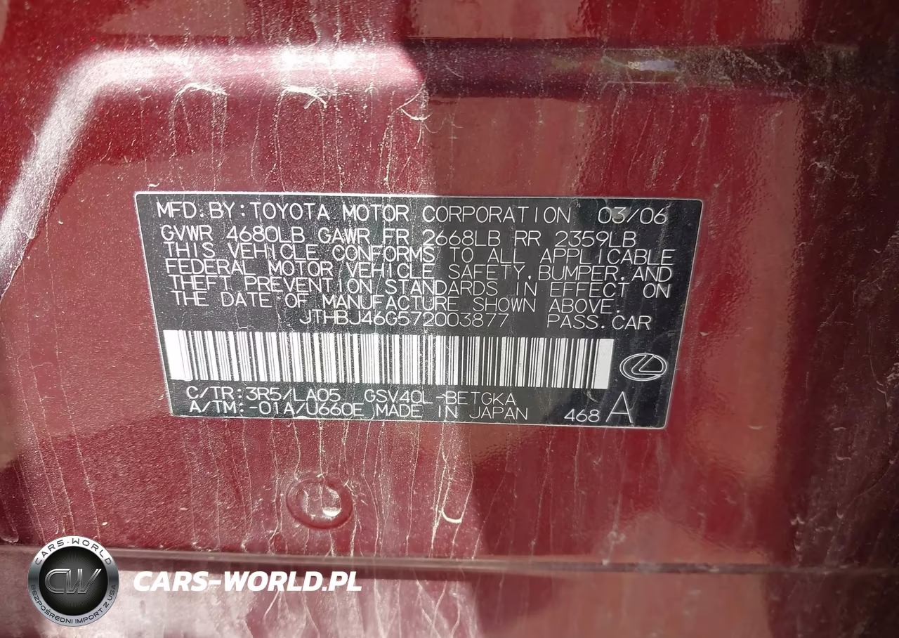 2007 Lexus Es 350 VIN:JTHBJ46G572003877 - 9