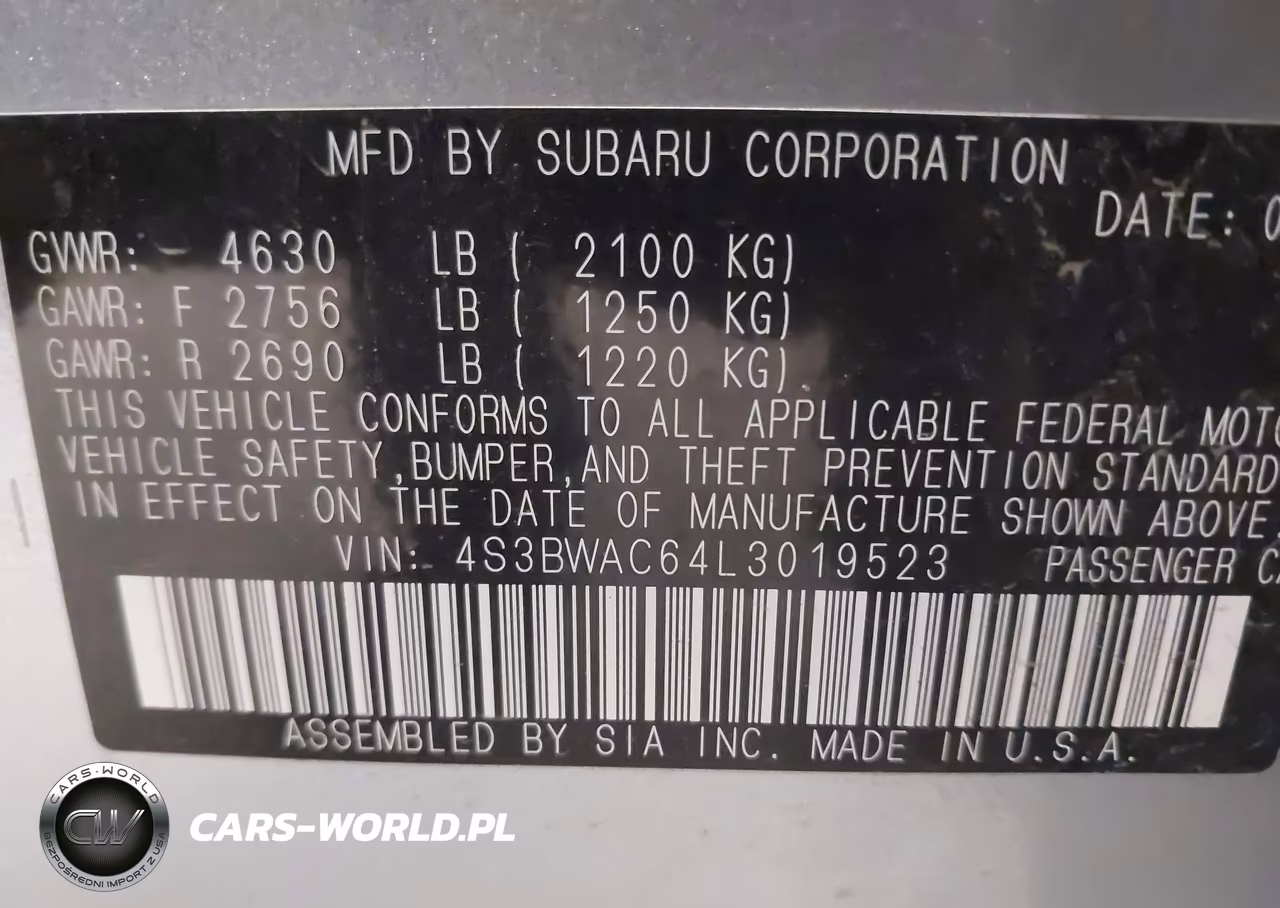 2020 Subaru Legacy Premium VIN:4S3BWAC64L3019523 - 9