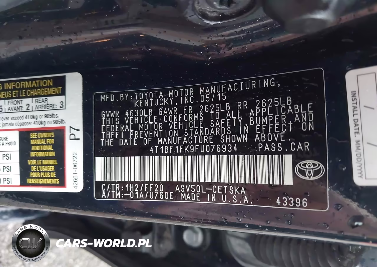 2015 Toyota Camry Se VIN:4T1BF1FK9FU076934 - 9