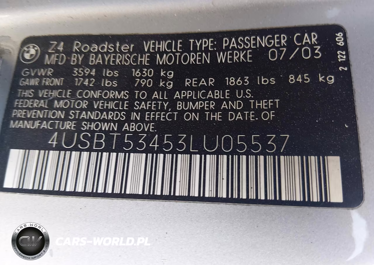 2003 BMW Z4 3.0I VIN:4USBT53453LU05537 - 9