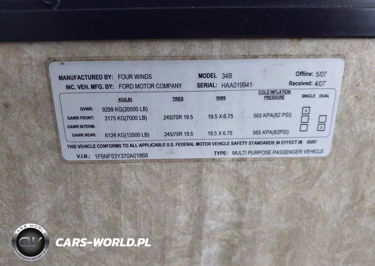 2007 Ford F550 Super Duty Stripped Chass VIN:1F6NF53Y370A01868 - 9