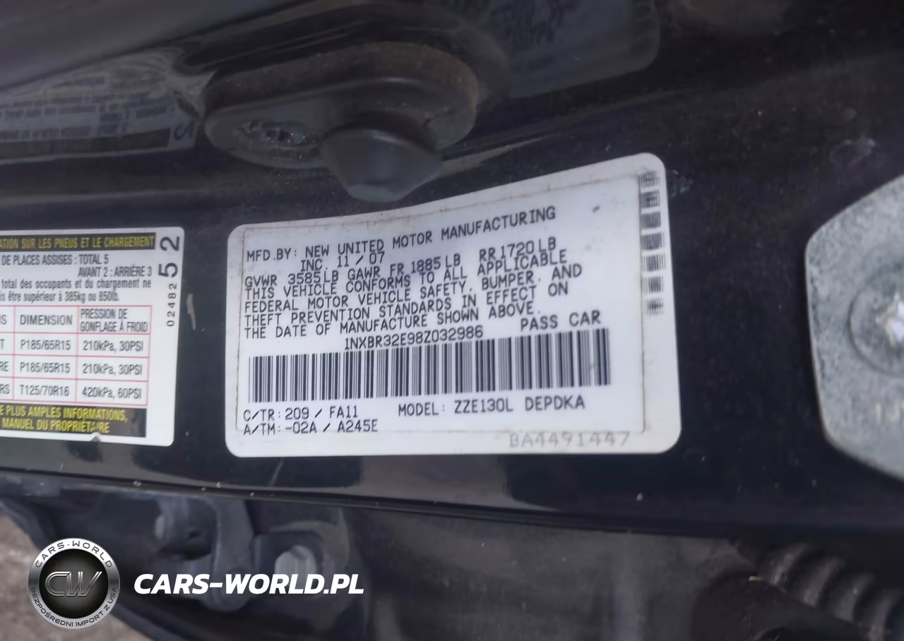 2008 Toyota Corolla Ce VIN:1NXBR32E98Z032986 - 9