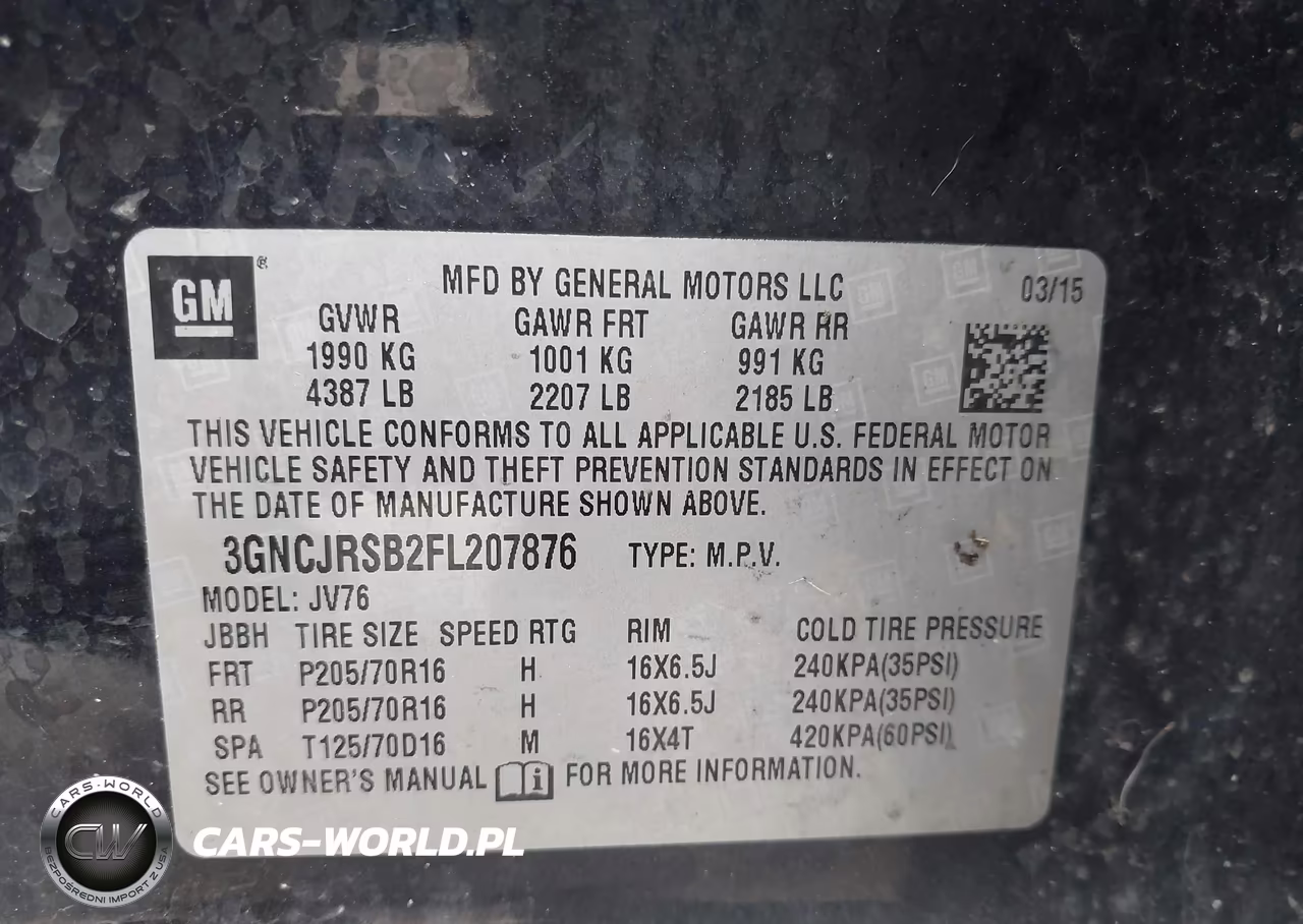 2015 Chevrolet Trax VIN:3GNCJRSB2FL207876 - 9