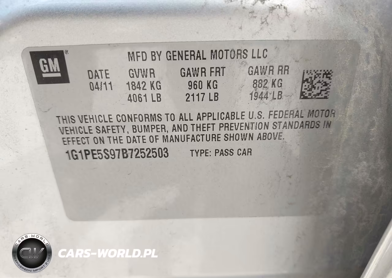 2011 Chevrolet Cruze Lt VIN:1G1PE5S97B7252503 - 9