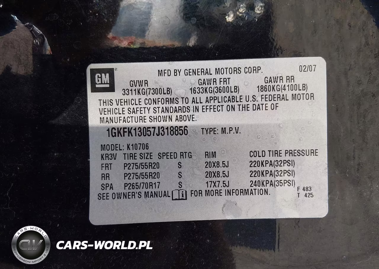 2007 GMC Yukon Slt VIN:1GKFK13057J318856 - 9