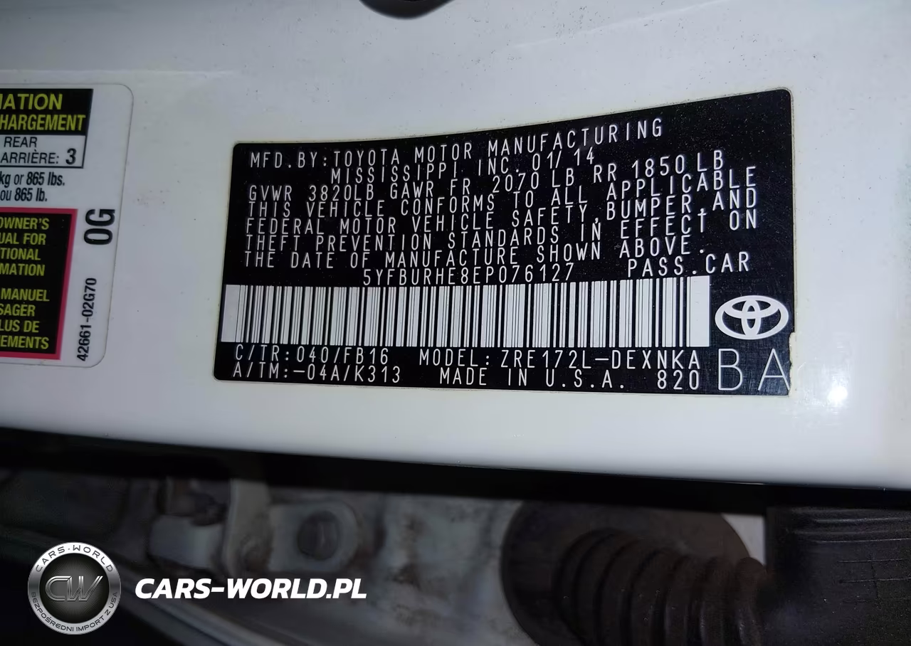 2014 Toyota Corolla Le VIN:5YFBURHE8EP076127 - 9