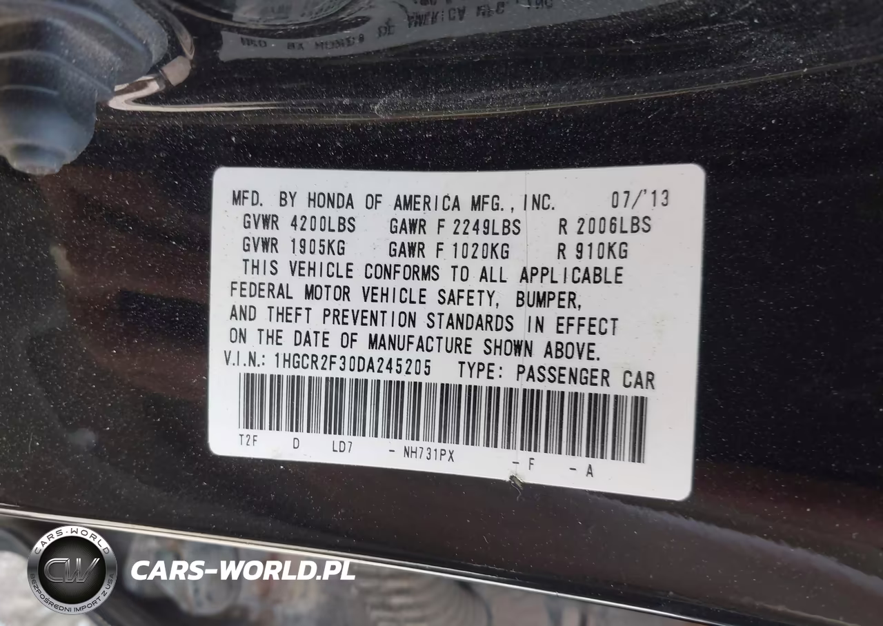 2013 Honda Accord Lx VIN:1HGCR2F30DA245205 - 9