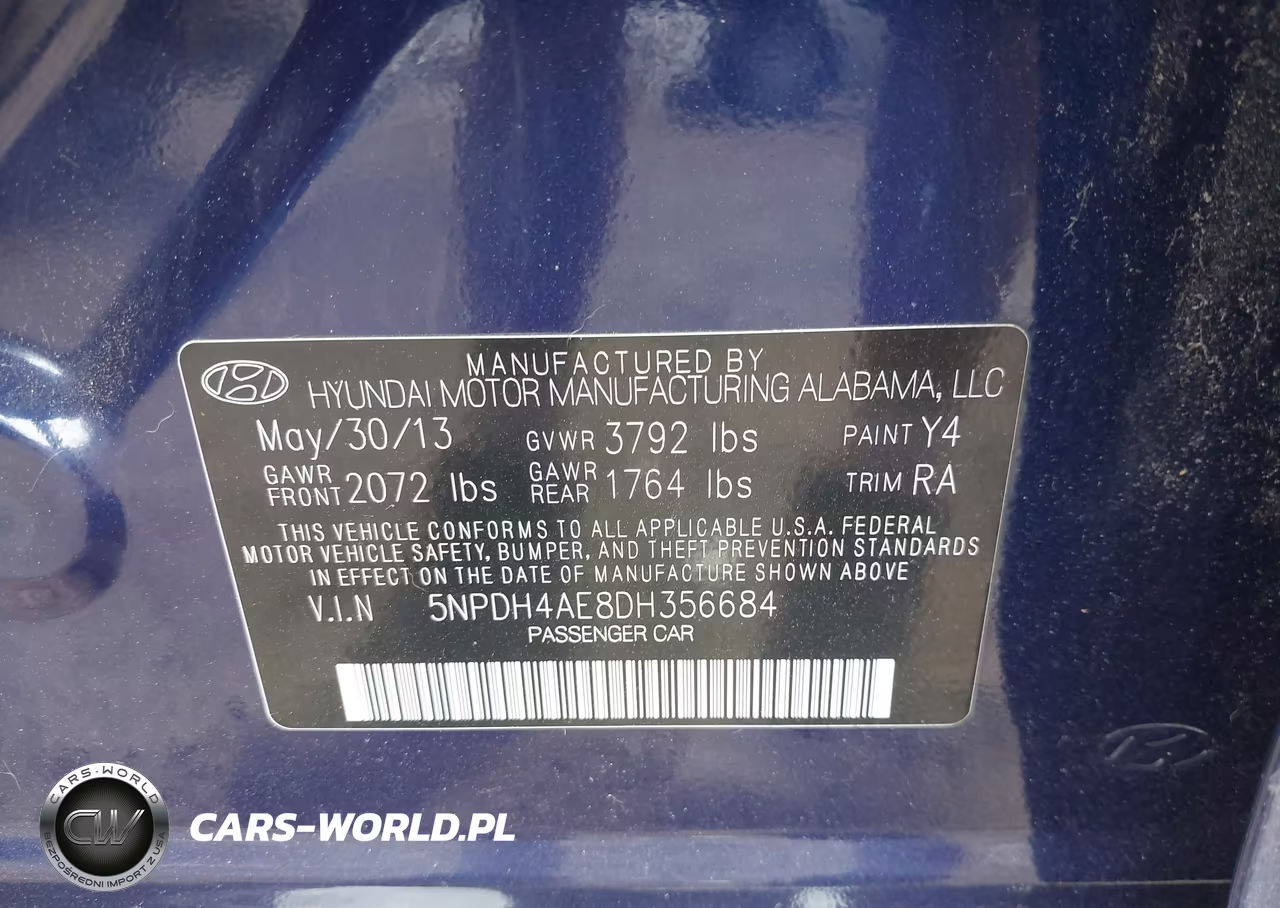 2013 Hyundai Elantra Gls VIN:5NPDH4AE8DH356684 - 9