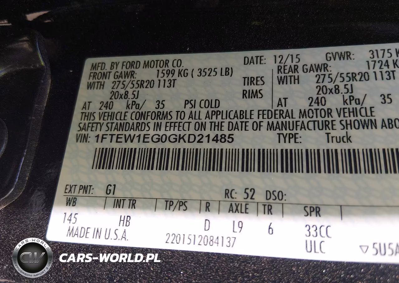 2016 Ford F-150 Lariat VIN:1FTEW1EG0GKD21485 - 9