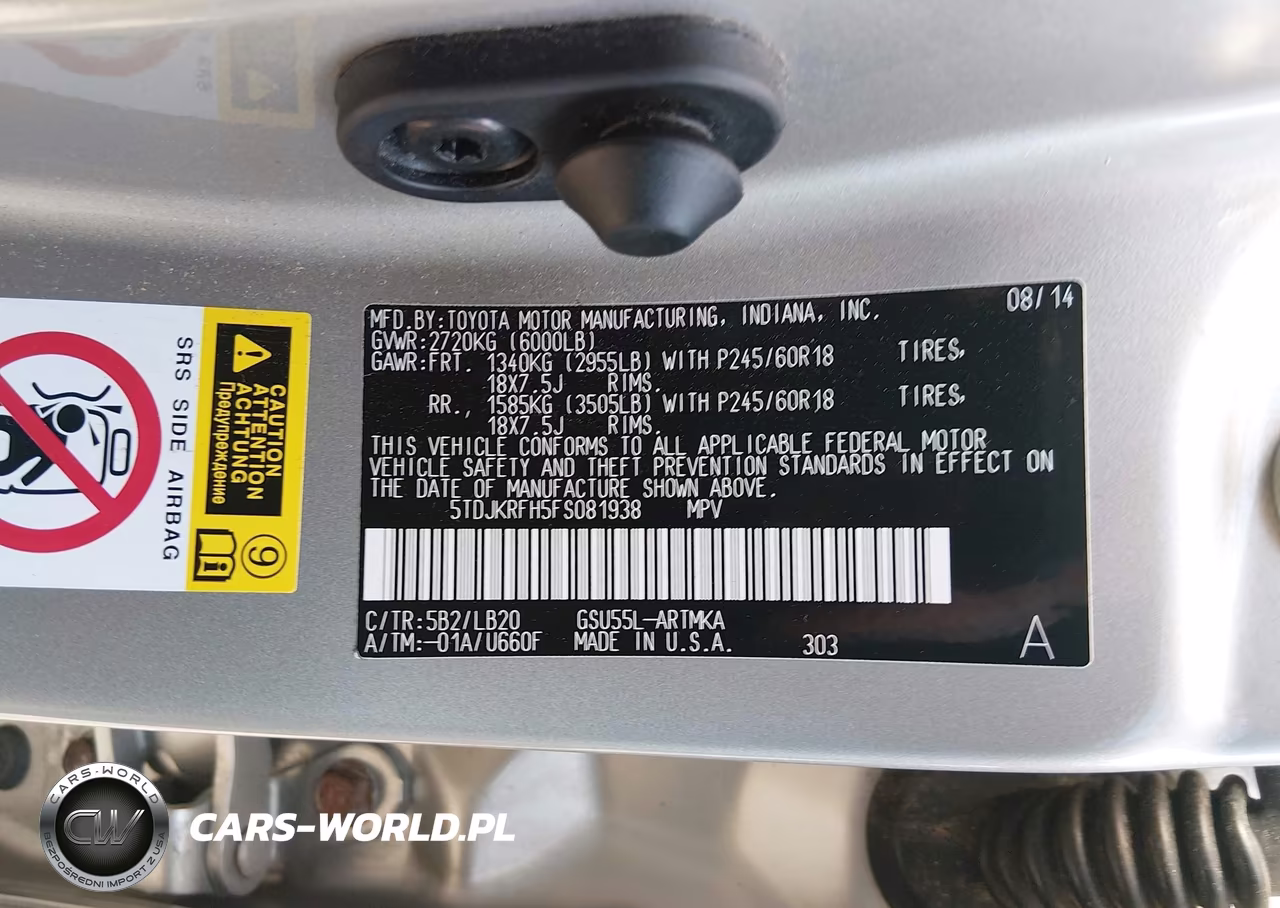2015 Toyota Highlander Xle V6 VIN:5TDJKRFH5FS081938 - 9