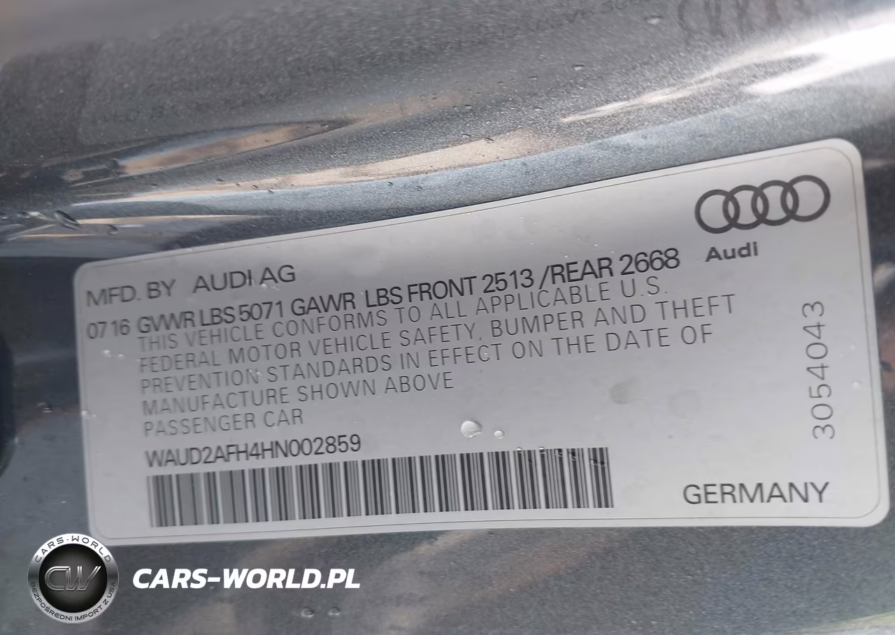 2017 Audi A5 Cabriolet Sport VIN:WAUD2AFH4HN002859 - 9