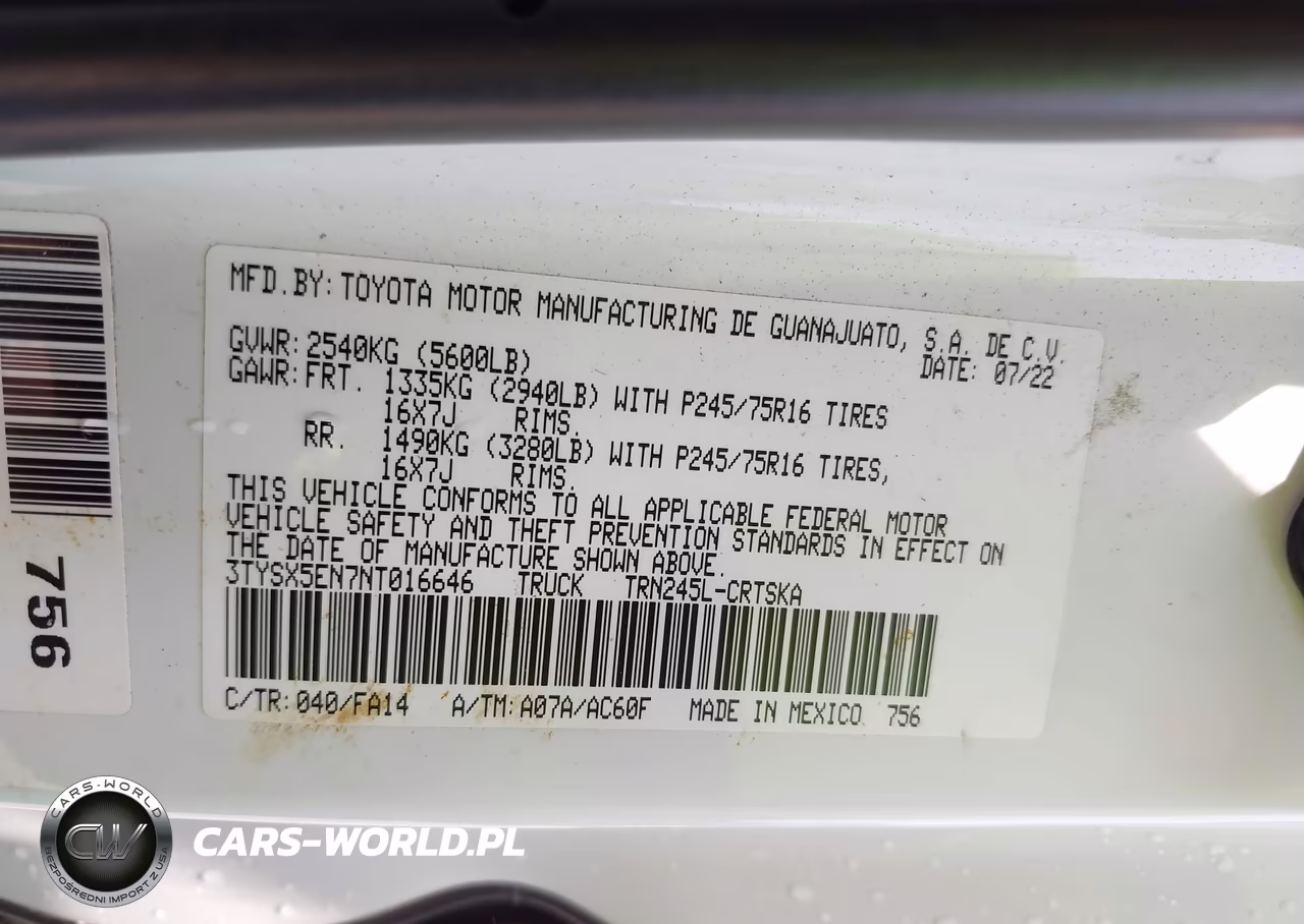 2022 Toyota Tacoma Sr VIN:3TYSX5EN7NT016646 - 9