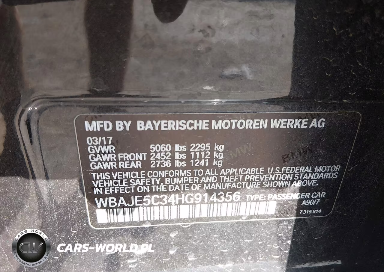 2017 BMW 540I VIN:WBAJE5C34HG914356 - 9