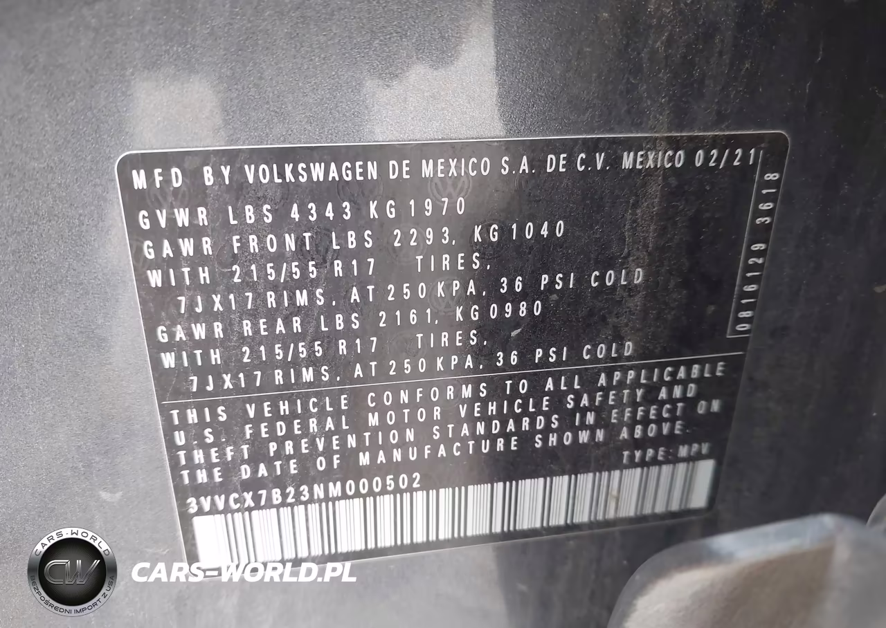 2022 Volkswagen Taos 1.5T S VIN:3VVCX7B23NM000502 - 9