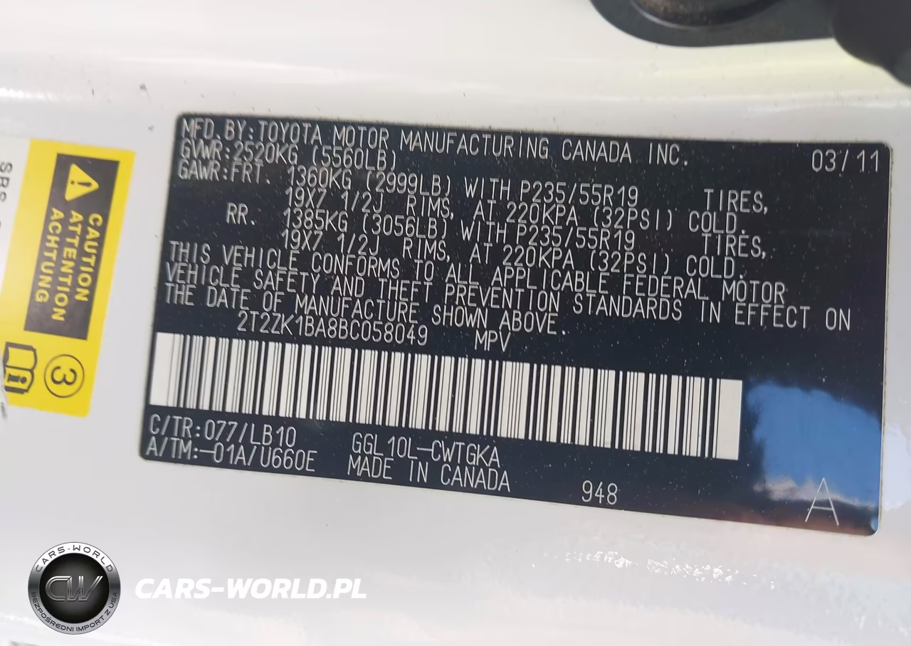 2011 Lexus Rx 350 VIN:2T2ZK1BA8BC058049 - 9