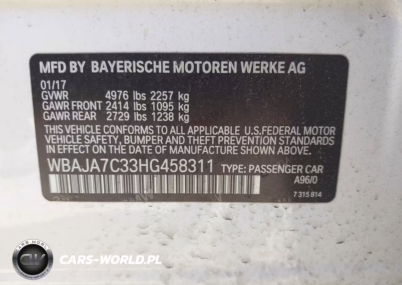 2017 BMW 530I xDrive VIN:WBAJA7C33HG458311 - 9