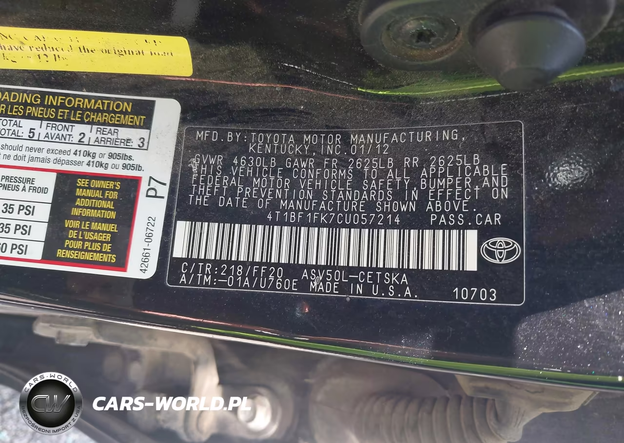 2012 Toyota Camry Se VIN:4T1BF1FK7CU057214 - 9
