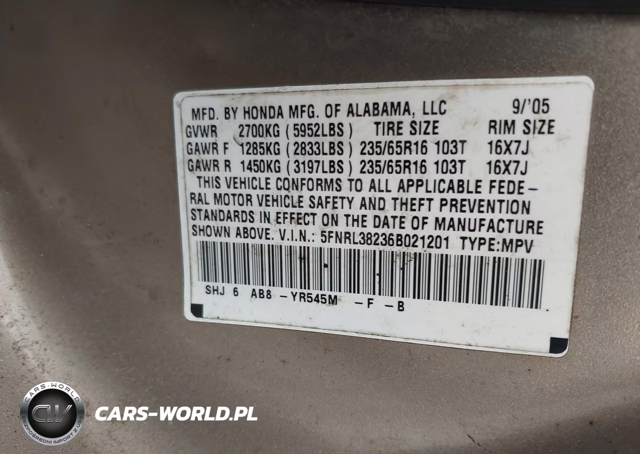 2006 Honda Odyssey Lx VIN:5FNRL38236B021201 - 9