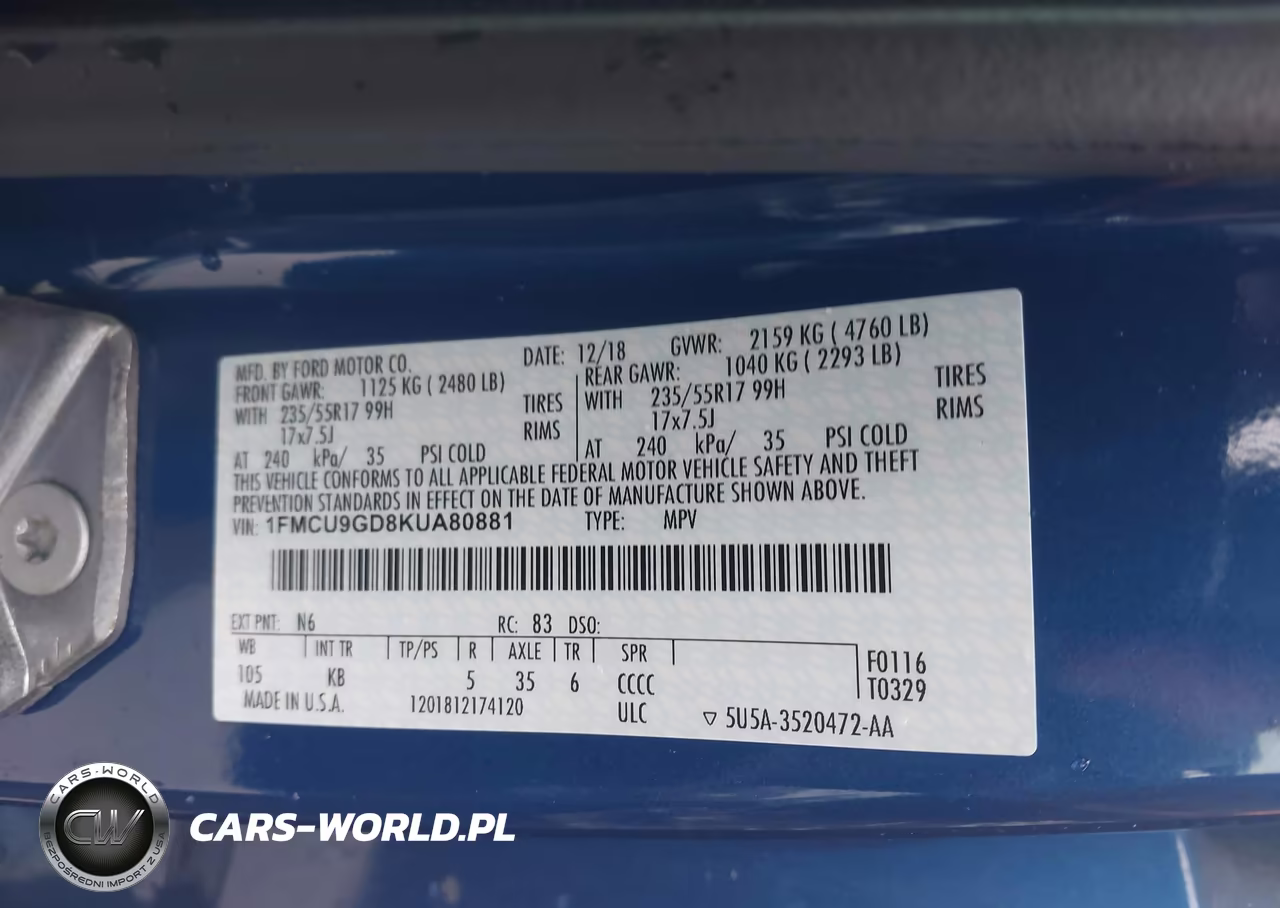 2019 Ford Escape Se VIN:1FMCU9GD8KUA80881 - 9
