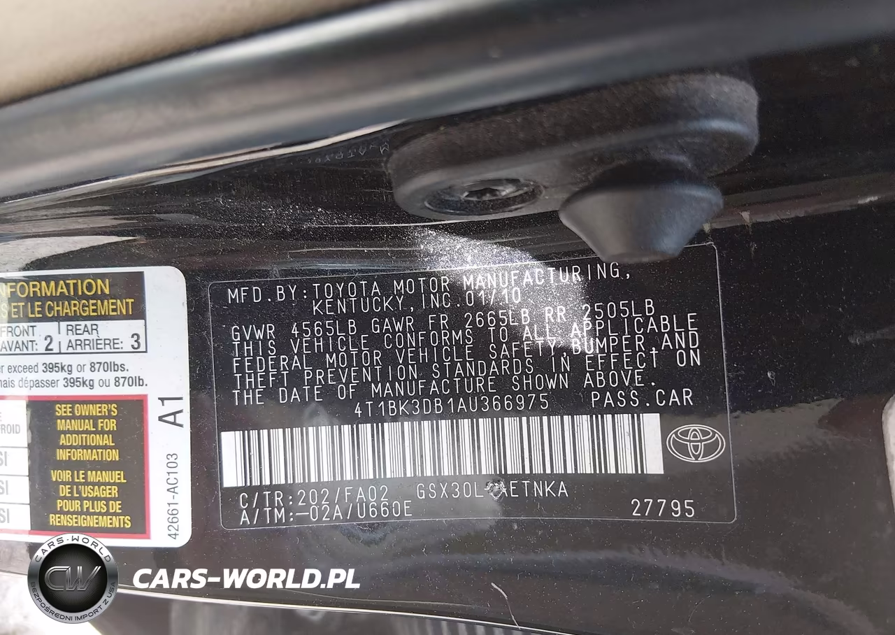 2010 Toyota Avalon Xl VIN:4T1BK3DB1AU366975 - 9