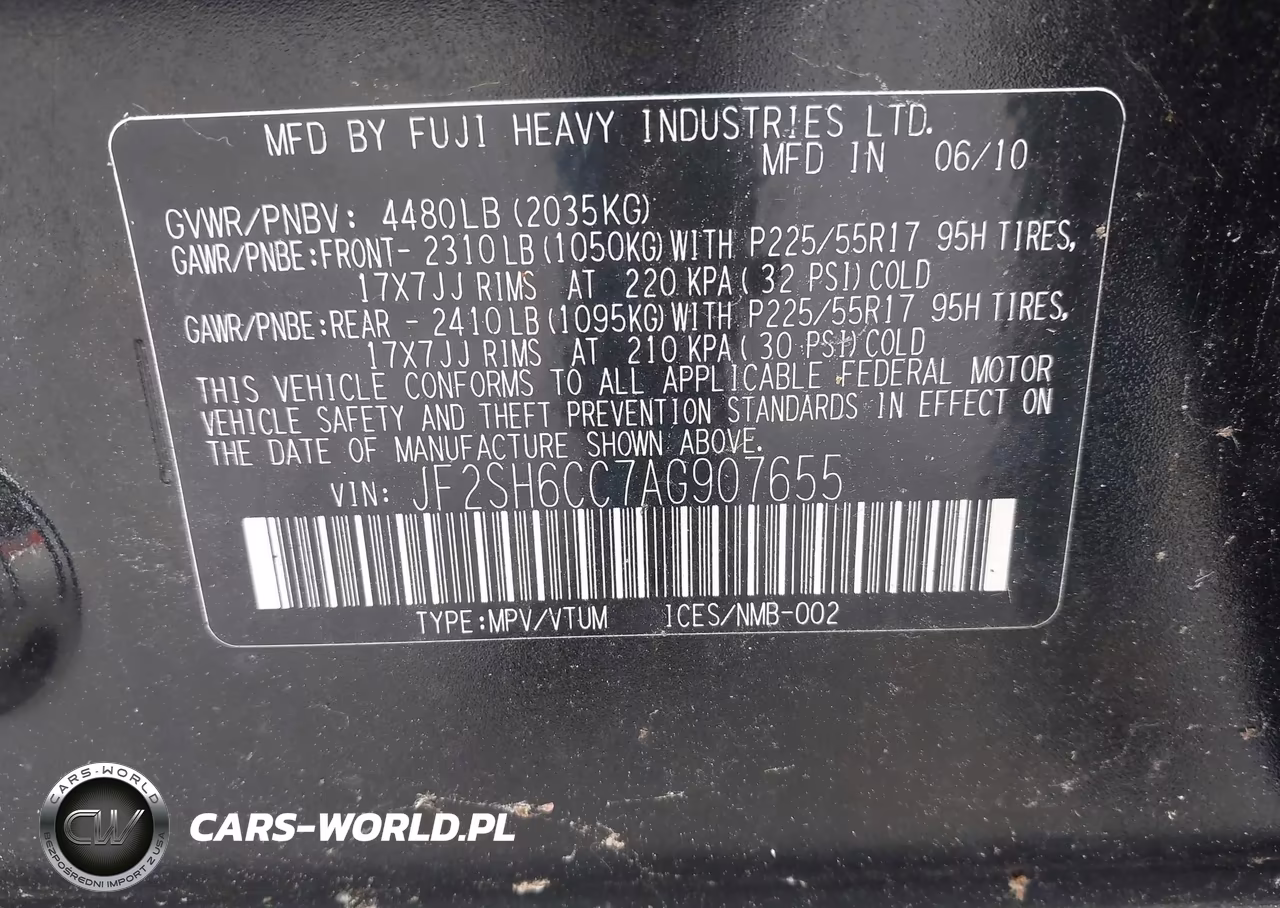2010 Subaru Forester 2.5X Premium VIN:JF2SH6CC7AG907655 - 9