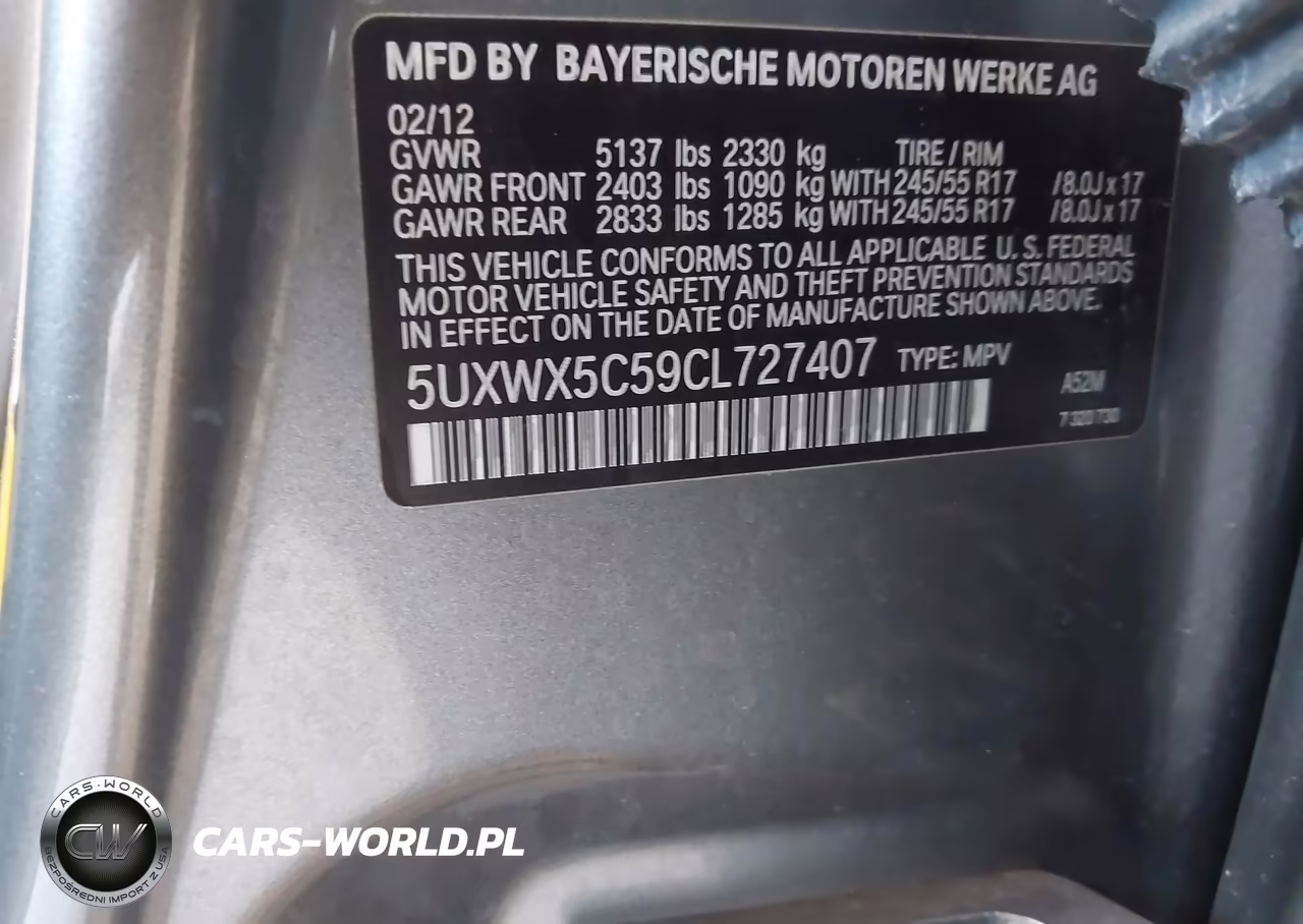 2012 BMW X3 xDrive28I VIN:5UXWX5C59CL727407 - 9