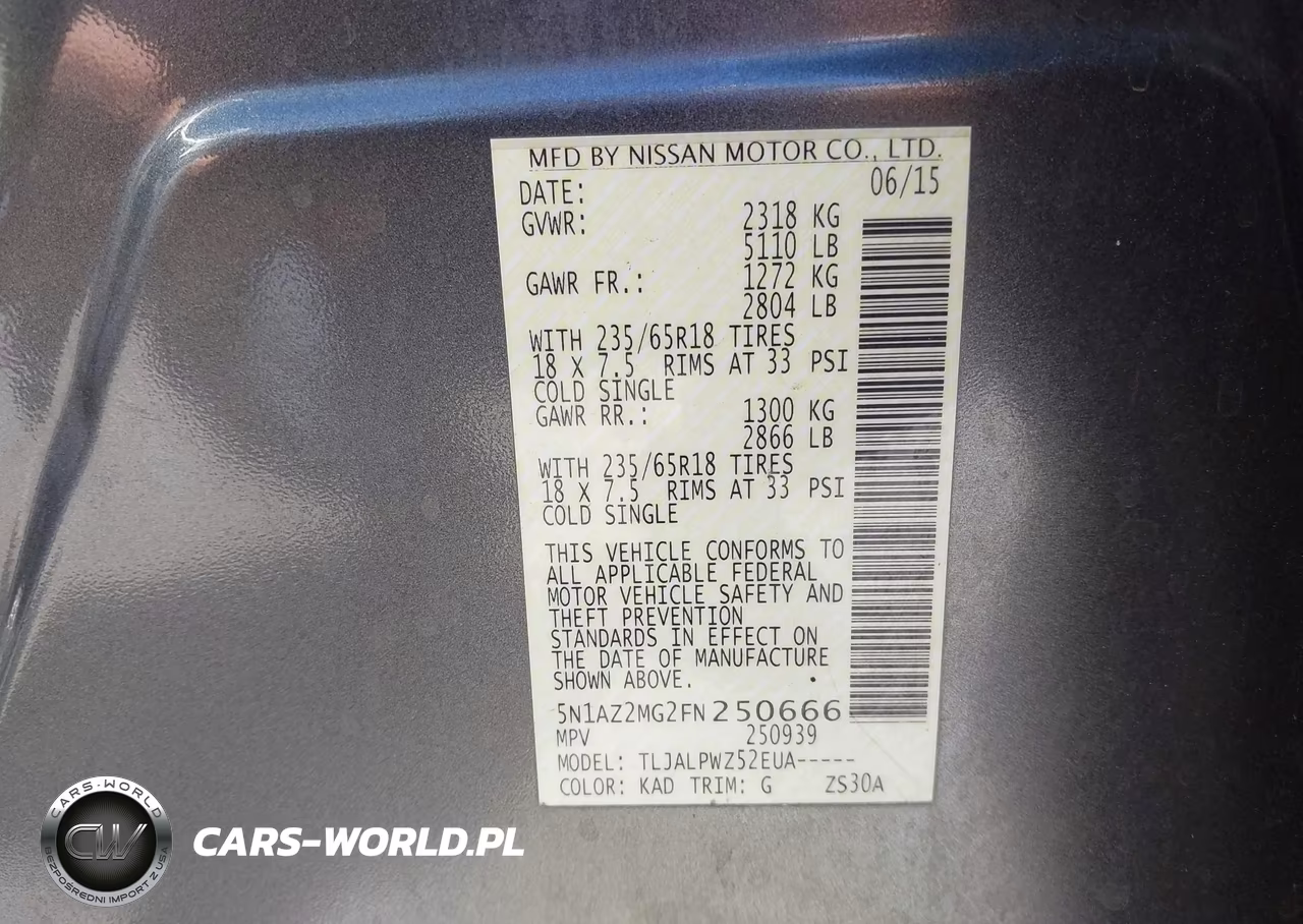 2015 Nissan Murano S VIN:5N1AZ2MG2FN250666 - 9