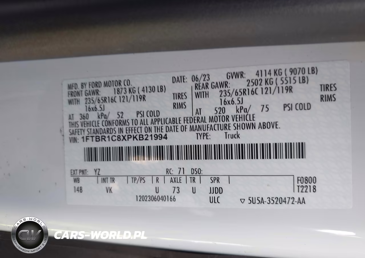 2023 Ford Transit-250 VIN:1FTBR1C8XPKB21994 - 9