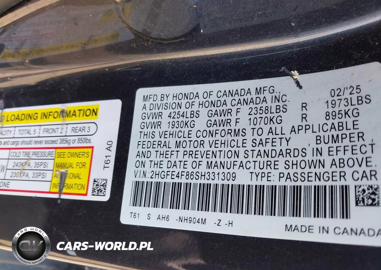2025 Honda Civic Hybrid Sport-Sport Touring VIN:2HGFE4F86SH331309 - 9