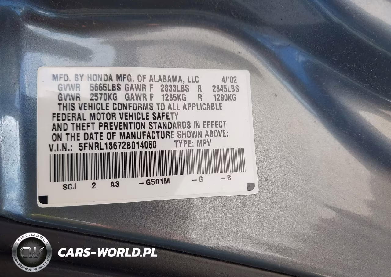 2002 Honda Odyssey Ex VIN:5FNRL18672B014060 - 9