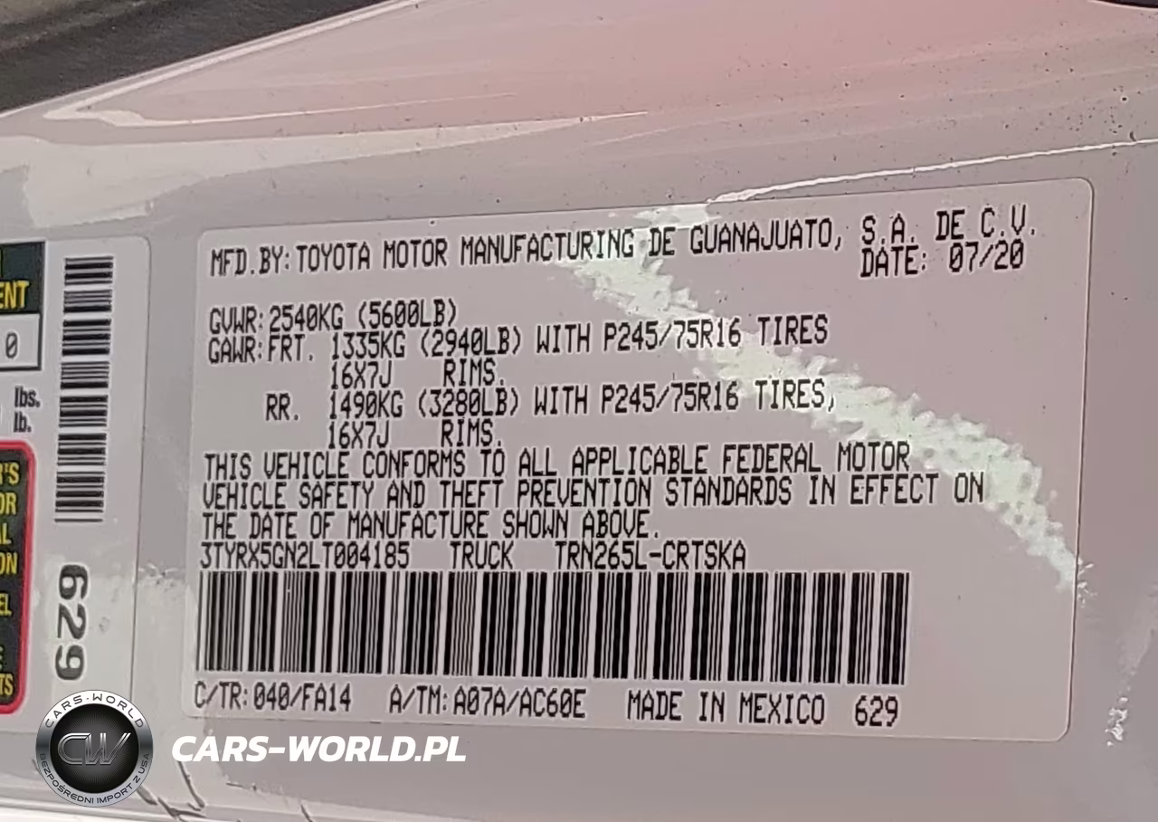 2020 Toyota Tacoma Sr VIN:3TYRX5GN2LT004185 - 9