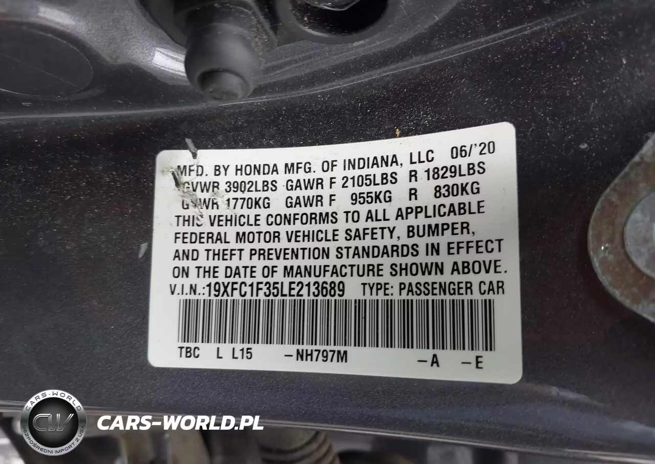 2020 Honda Civic Ex VIN:19XFC1F35LE213689 - 9