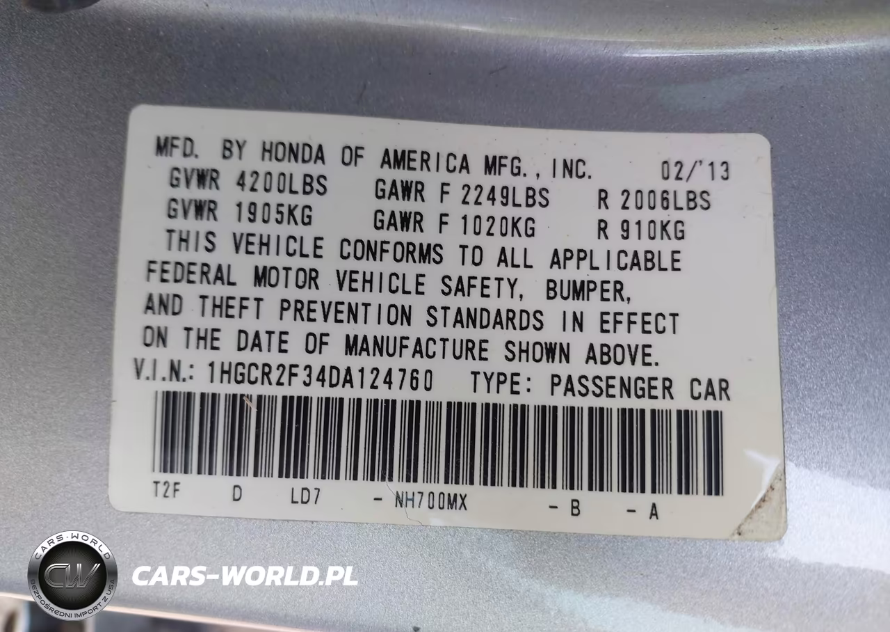 2013 Honda Accord Lx VIN:1HGCR2F34DA124760 - 9