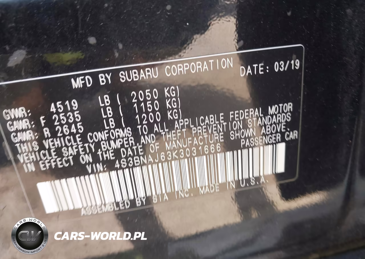 2019 Subaru Legacy 2.5I Limited VIN:4S3BNAJ63K3031666 - 9