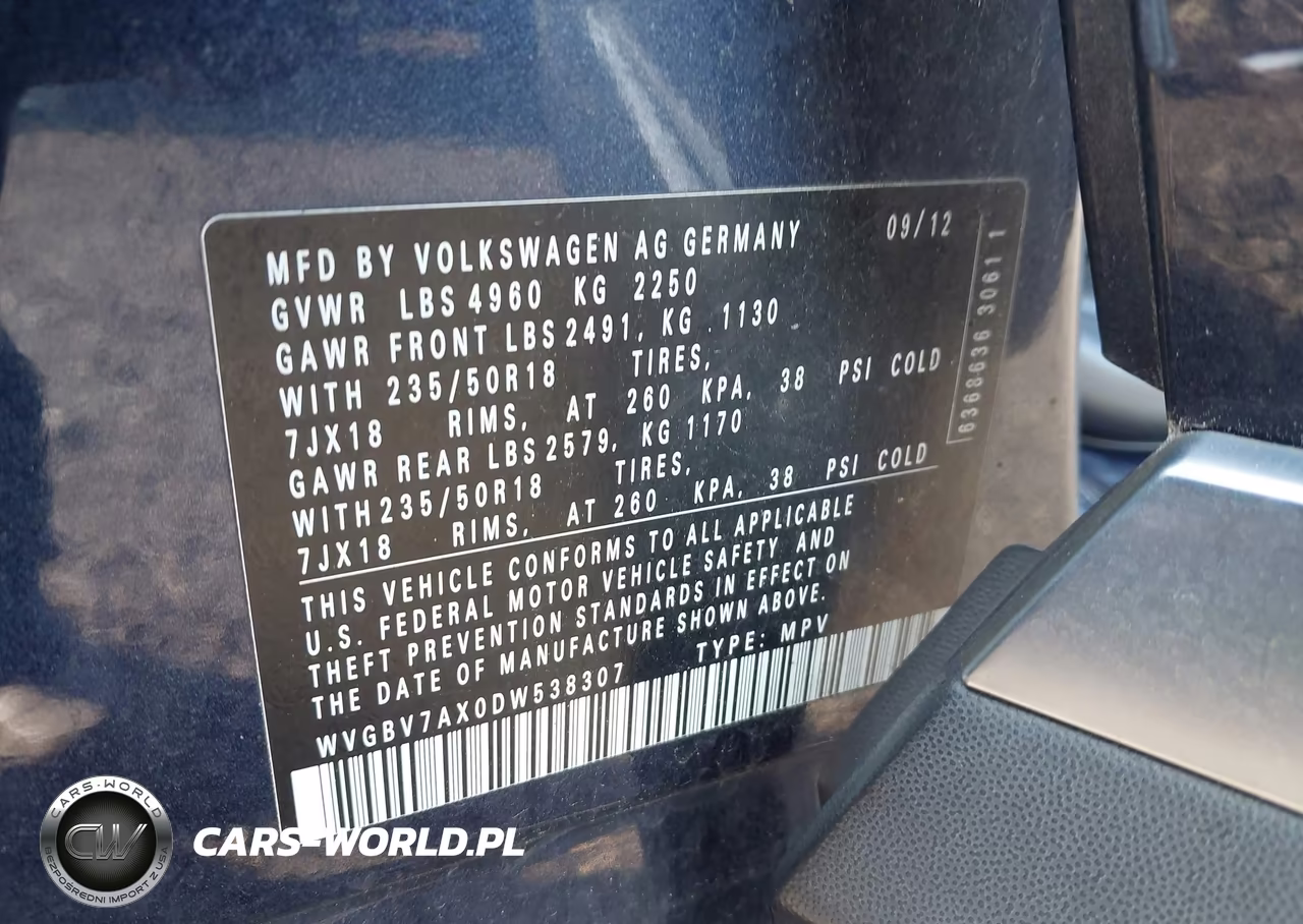 2013 Volkswagen Tiguan Se VIN:WVGBV7AX0DW538307 - 9