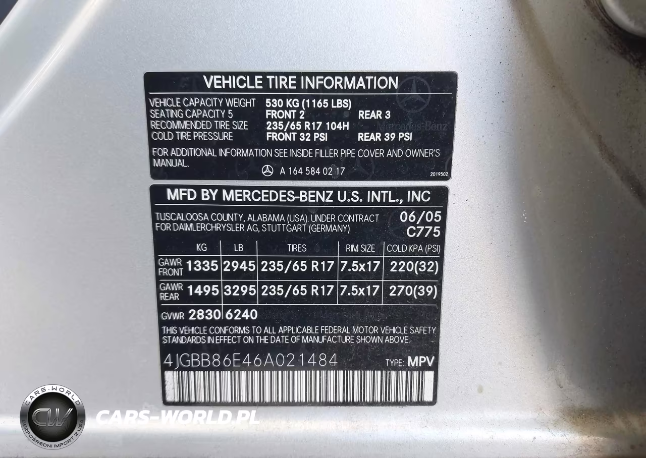 2006 Mercedes-Benz Ml 350 4Matic VIN:4JGBB86E46A021484 - 9