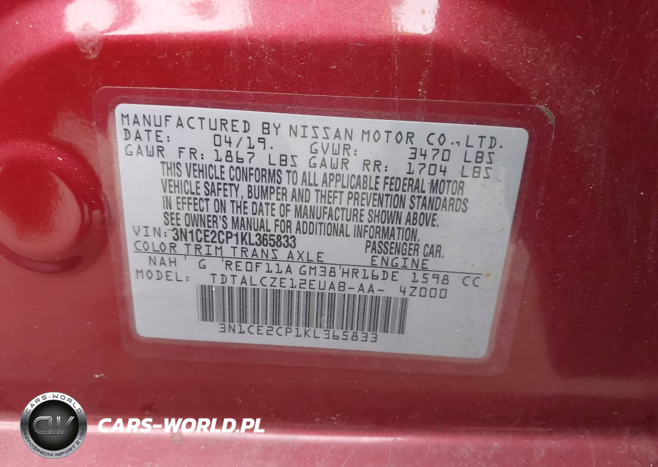 2019 Nissan Versa Note S VIN:3N1CE2CP1KL365833 - 9